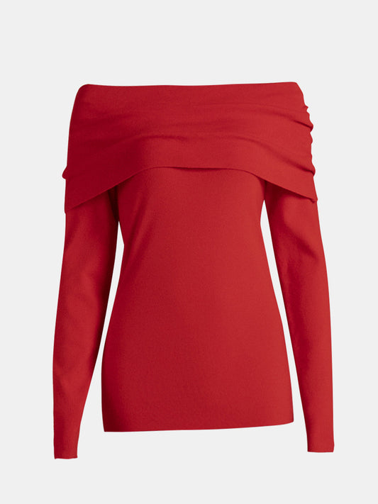 Off-Shoulder Long Sleeve Sweater Shop One Place