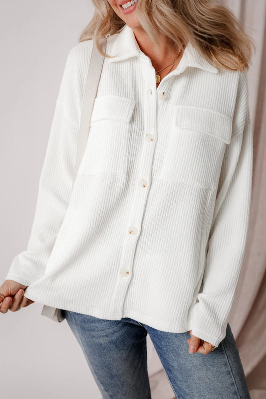 Button Up Long Sleeve Shacket Shop One Place