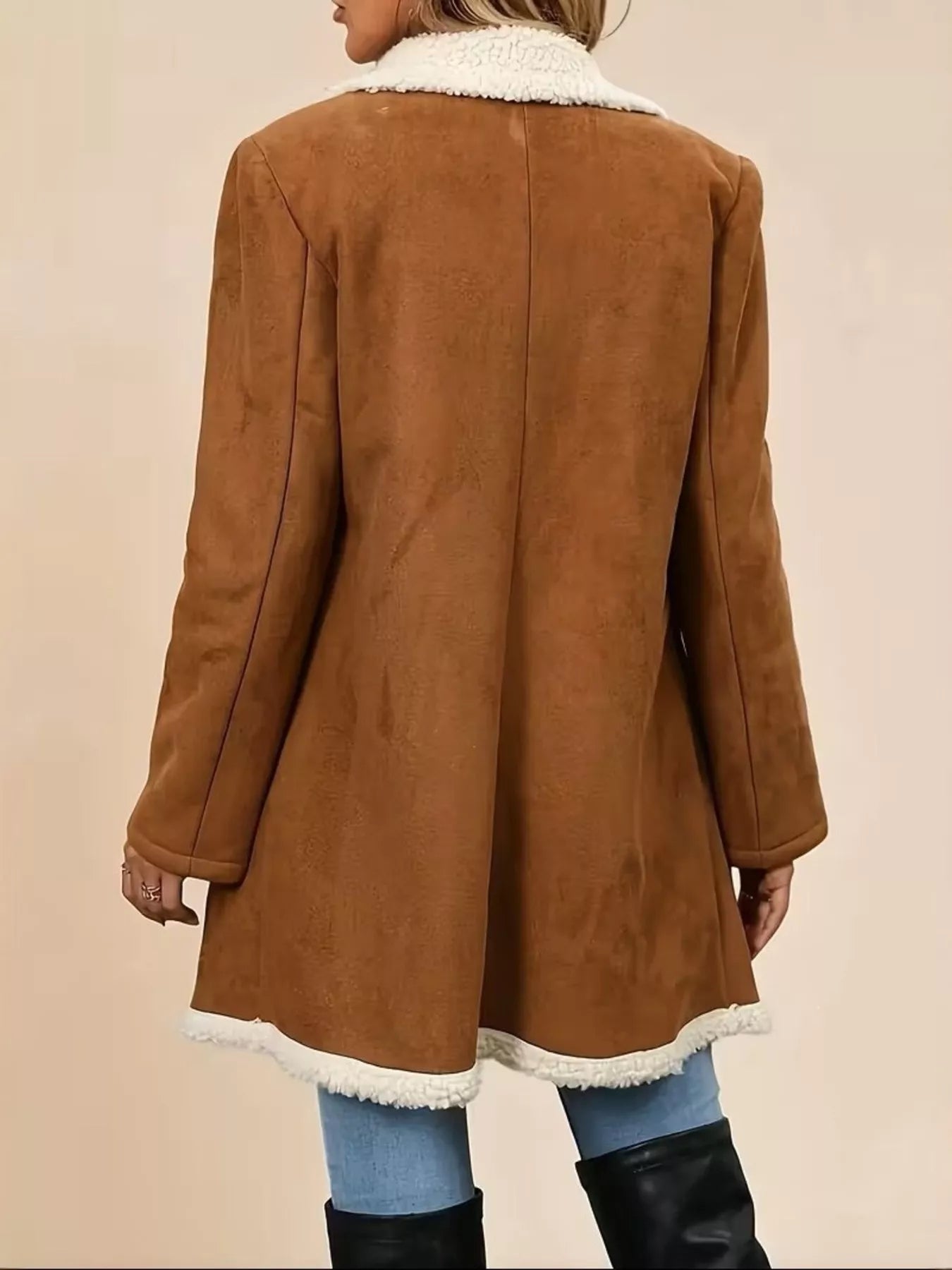 Double-Breasted Suede Outerwear Shop One Place