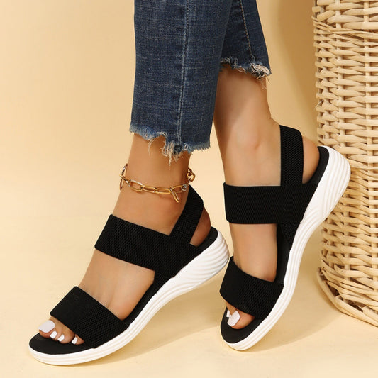 Rubber Open Toe Low Heel Sandals Shop One Place