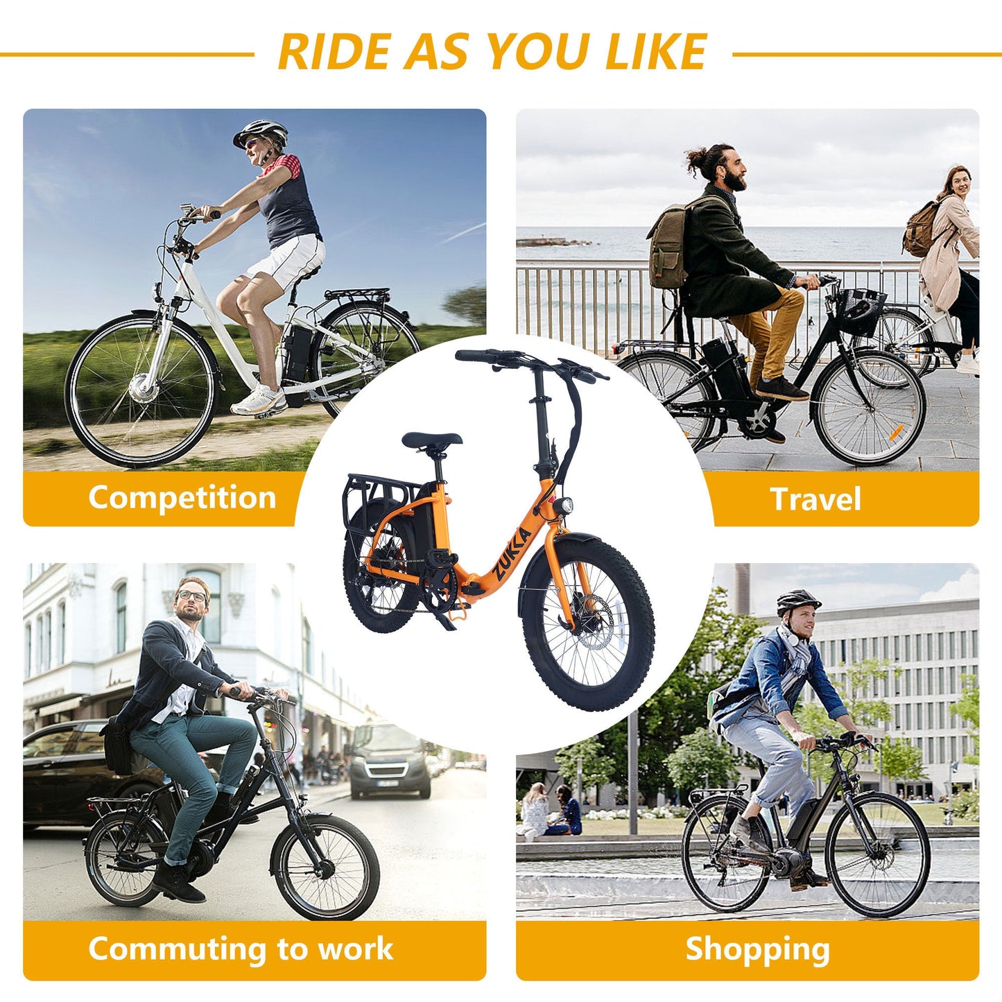 500W Foldable Electric Bike for Adults – 25MPH, 48V Battery, 20” Fat Tires, 7-Speed E-Bike Shop One Place