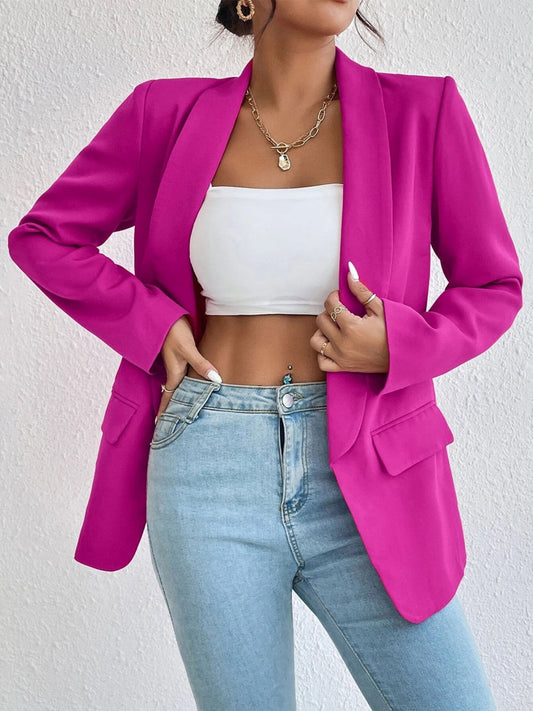 Shawl Collar Long Sleeve Blazer Shop One Place
