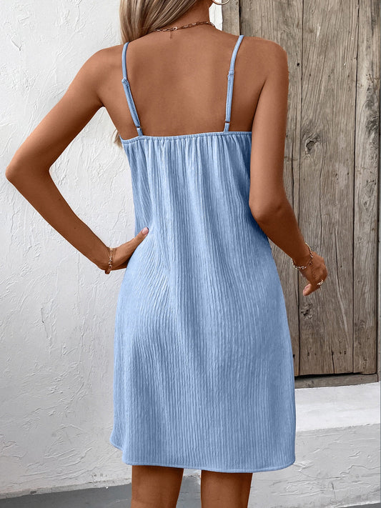 Ivy Lane Textured V-Neck Sleeveless Mini Cami Dress Shop One Place