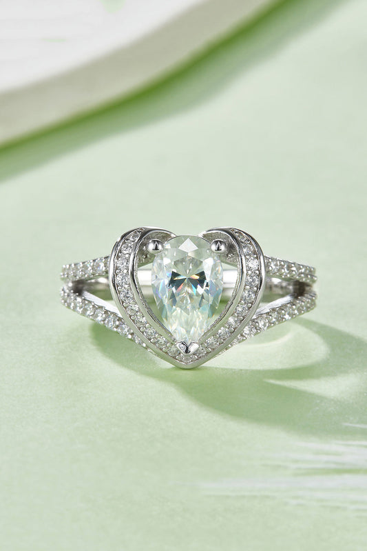 1 Carat Moissanite 925 Sterling Silver Heart Ring Shop One Place