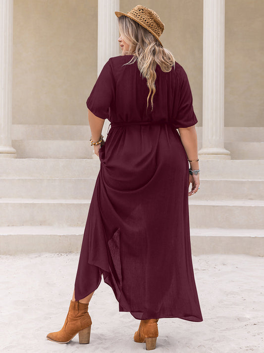 Plus Size Round Neck Half Sleeve Dress Shop One Place