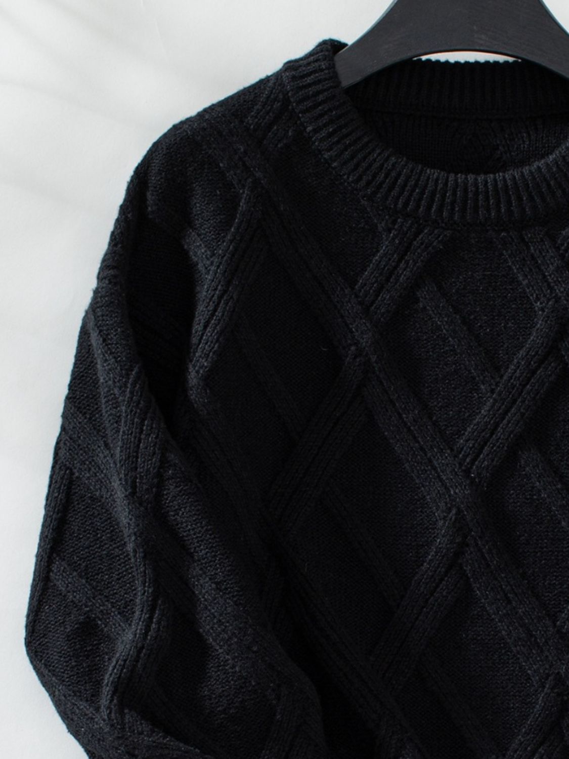 Geometric Round Neck Long Sleeve Sweater Shop One Place