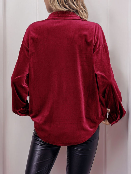 Perfee Button Up Long Sleeve Shirt Shop One Place