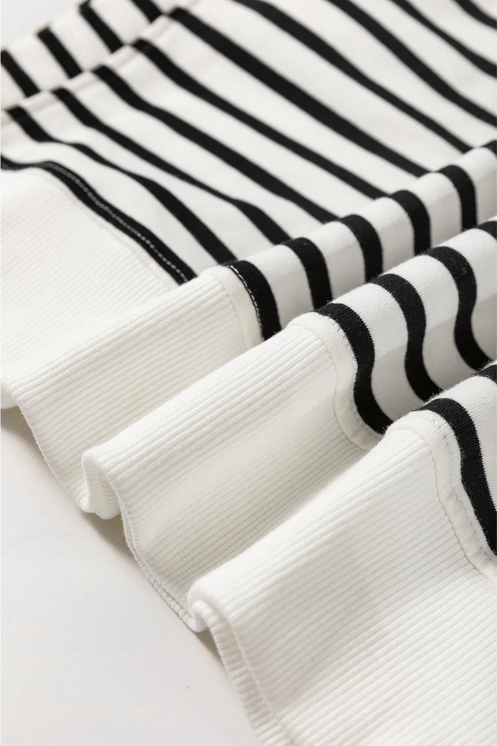 Slit Striped Round Neck Long Sleeve Sweatshirt Shop One Place