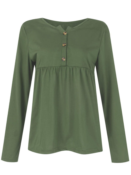 Half Button Long Sleeve T-Shirt Shop One Place