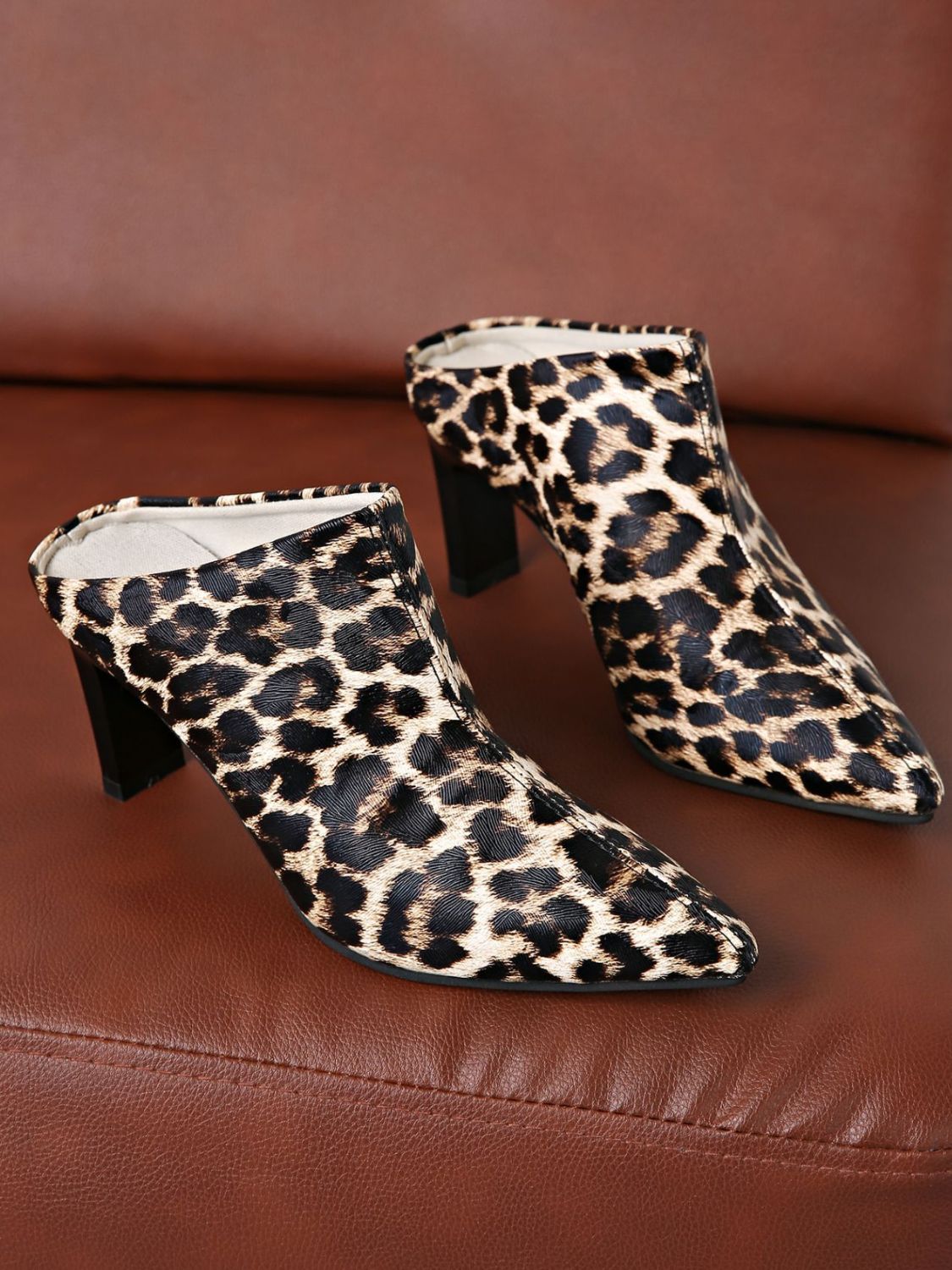 PU Leather Leopard Point Toe Pumps Shop One Place