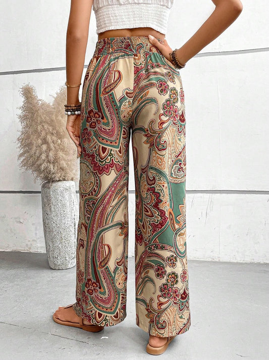 Printed Wide Leg Pants Shop One Place