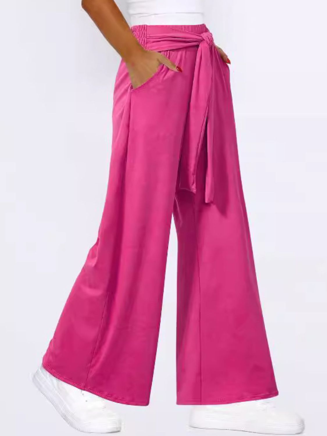 Tied Wide Leg Pants with Pockets Shop One Place