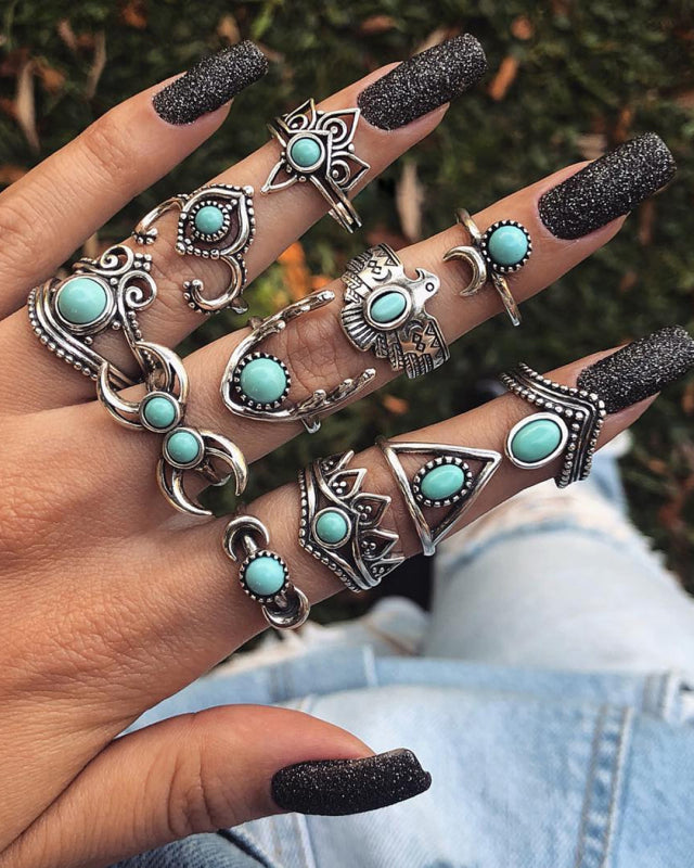 New rings, retro bohemian hollow 11-piece set Shop One Place