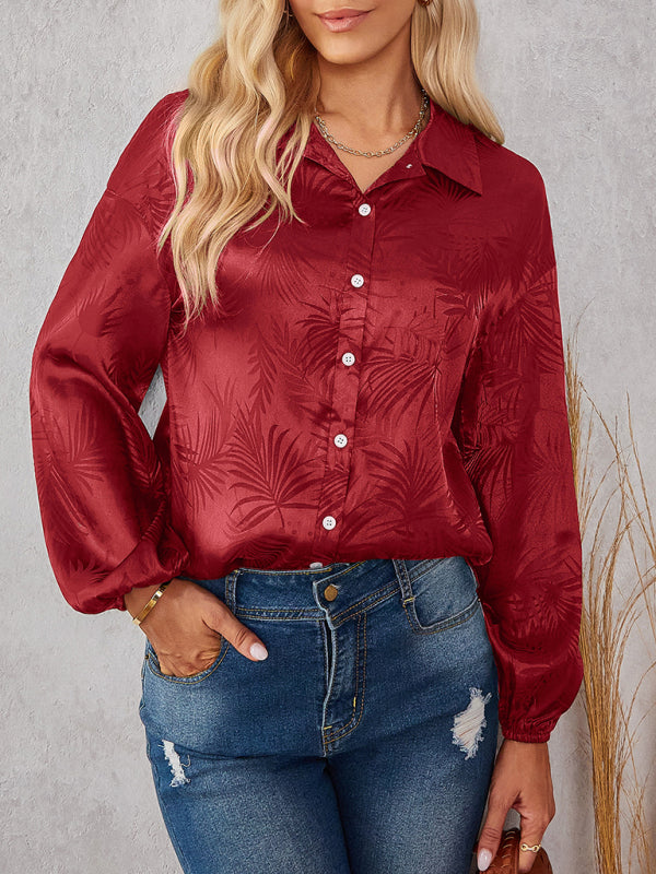 Women's fashion printed Polo loose shirt