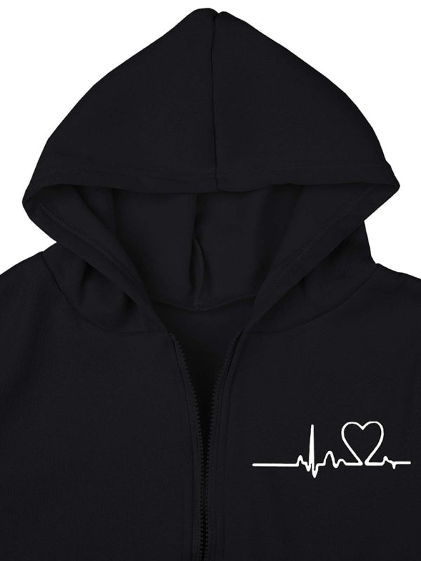 New velvet sweatshirt hooded letter print casual suit (three-piece set)