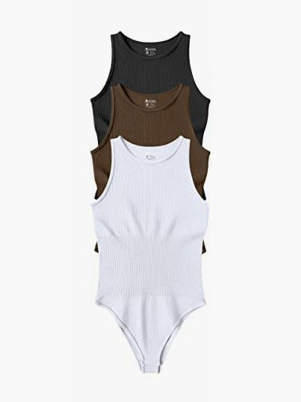 women‘s sexy round neck sleeveless bodysuit Shop One Place