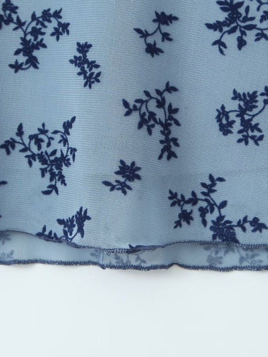 Women's new mesh printed V-neck sexy dress Shop One Place