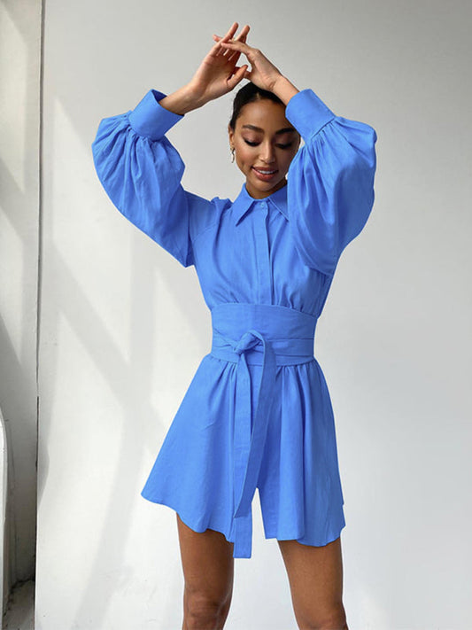 Women's elegant commuter shirt dress with belt Shop One Place