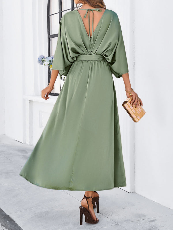 Women's new style elegant V-neck loose dress Shop One Place