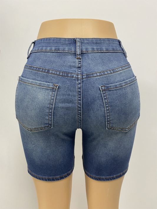 New American retro slim fit denim shorts Shop One Place