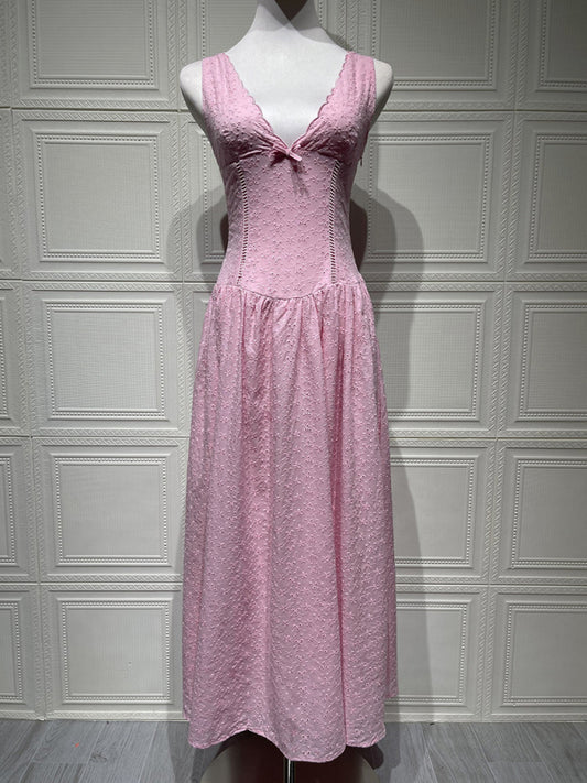 Solid color embroidered sexy elegant suspender dress Shop One Place