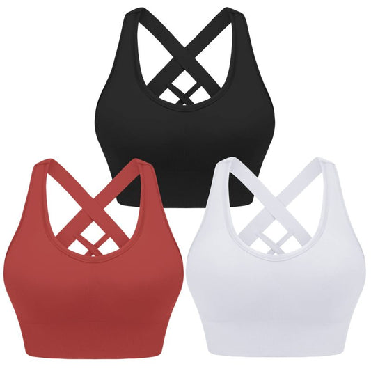 Women's cross strap seamless back sports bra Shop One Place