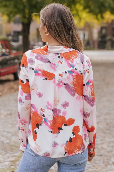 Abstract Print Button Up Collared Neck Shirt Shop One Place