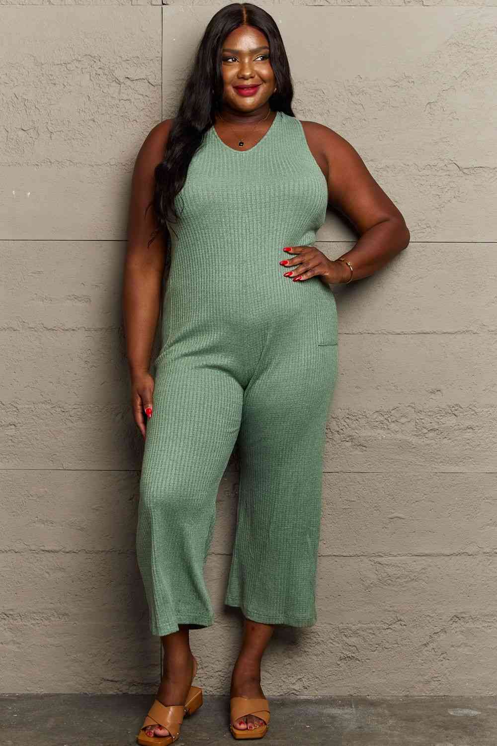 HEYSON Don't Get It Twisted Full Size Rib Knit Jumpsuit Shop One Place