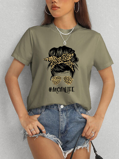 MOMLIFE Round Neck Short Sleeve T-Shirt Shop One Place
