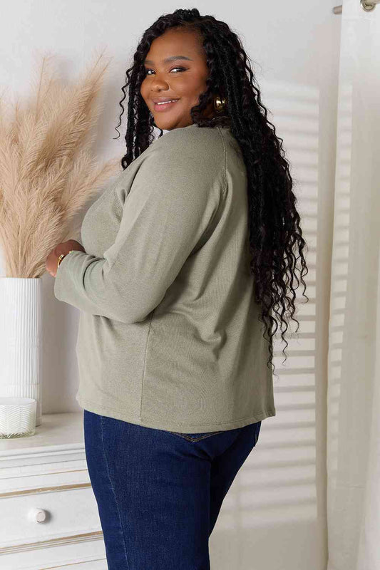 Culture Code Full Size V-Neck Long Sleeve T-Shirt Shop One Place