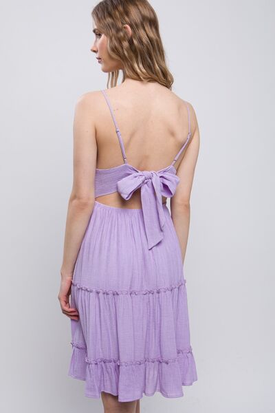 LOVE TREE Lace Detail Tied V-Neck Mini Cami Dress Shop One Place