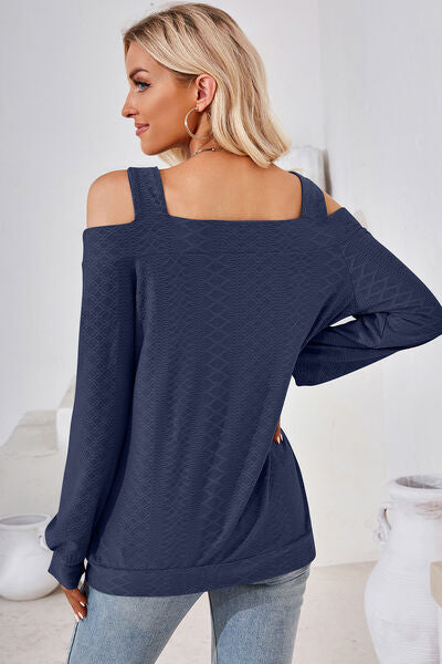 Cutout Square Neck Cold Shoulder T-Shirt Shop One Place