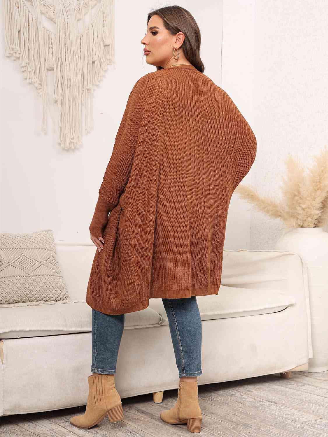 Plus Size Open Front Cardigan With Pockets Shop One Place