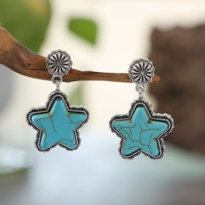 Artificial Turquoise Alloy Star Earrings Shop One Place
