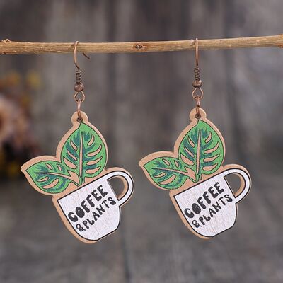 Wooden Alloy Dangle Earrings Shop One Place