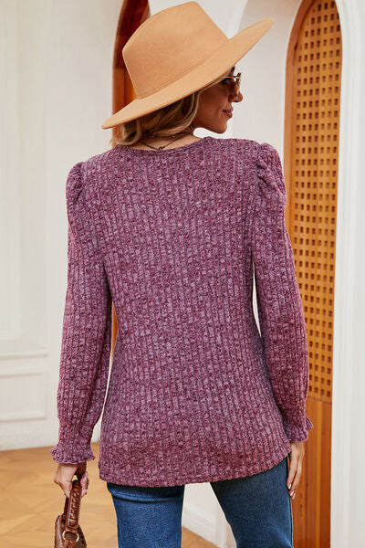 Square Neck Flounce Sleeve T-Shirt Shop One Place