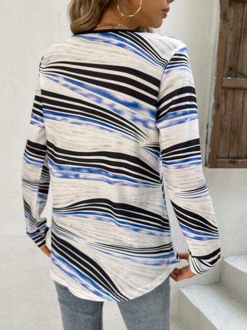 Printed Half Zip Long Sleeve T-Shirt Shop One Place