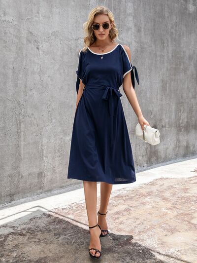 Round Neck Cold Shoulder Dress Shop One Place