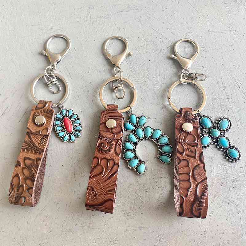 Turquoise Genuine Leather Key Chain Shop One Place