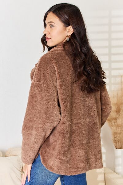 Culture Code Double Breasted Fuzzy Coat Shop One Place