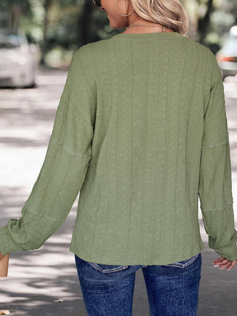 Half-Button Round Neck T-Shirt Shop One Place