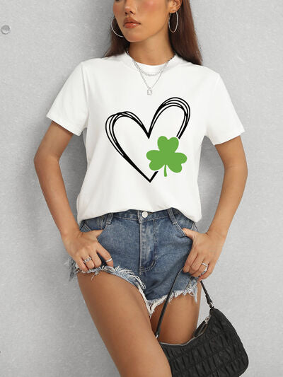 Heart Lucky Clover Short Sleeve T-Shirt Shop One Place