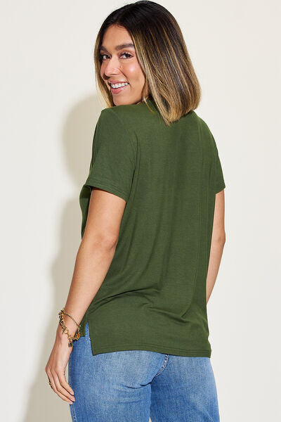 Basic Bae Full Size V-Neck High-Low T-Shirt Shop One Place