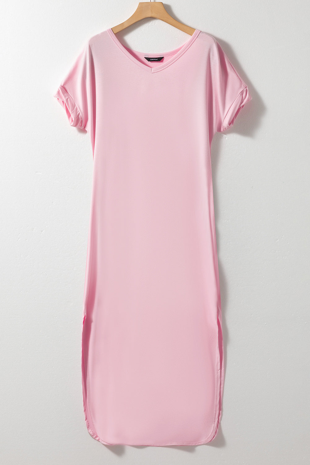 Slit Pocketed V-Neck Short Sleeve Dress Shop One Place