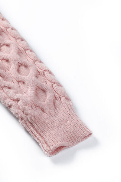 Cable-Knit Off-Shoulder Long Sleeve Sweater Shop One Place