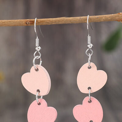 Heart Wood Dangle Earrings Shop One Place