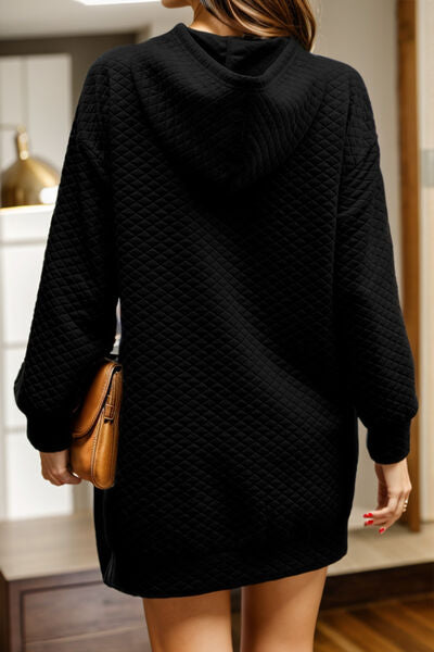 Drawstring Hooded Long Sleeve Mini Dress Shop One Place