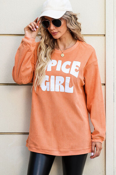 SPICE GIRL Round Neck Dropped Shoulder Sweatshirt Shop One Place