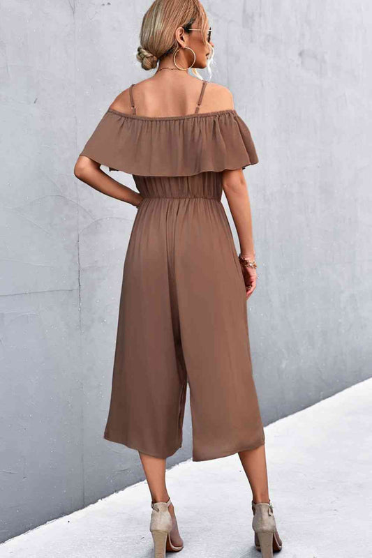Spaghetti Strap Layered Jumpsuit Shop One Place