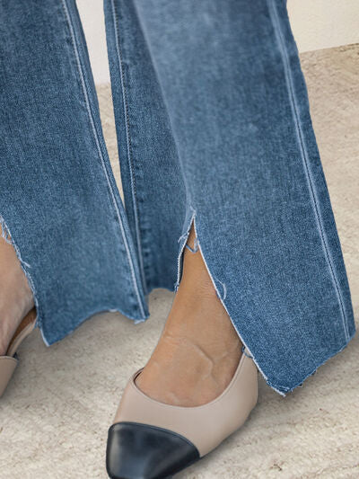 Slit Bootcut Jeans with Pockets Shop One Place
